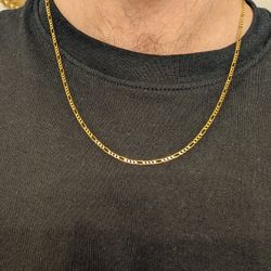 Thin Figaro Real 14k Gold Chain, 5g