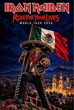 Iron Maiden Run For Your Lives Mexico World Tour 2026 Poster