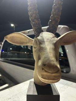 Hand Carved Wood Antelope Sculpture