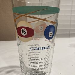 Tall Glass Drink Mixer Pool Table Balls Decorated 