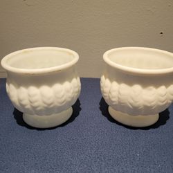 Vintage 2 Randall White Milk Glass Planter/vase/bowl