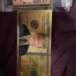5 OZ PURE COPPER TRUMP MAKE GREAT AGAIN AND ONE MILLION DOLLARS THE 45 President On 24 Gold Plated