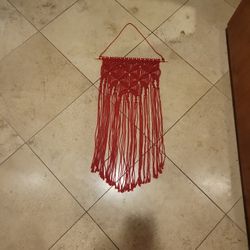 Red Macrame Wall Hanger 