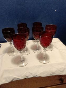 Set of Cristal D' Arques Ruby Red Goblets
