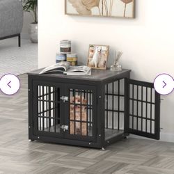 Wood Dog Crate Furniture, Dog Kennel Double Doors Heavy Duty Dog Cage End Table
