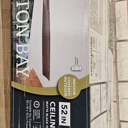 52 in. Indoor/ Covered Outdoor Matte Black DC Motor Ceiling Fan with Solid Wood Blades and Remote Included