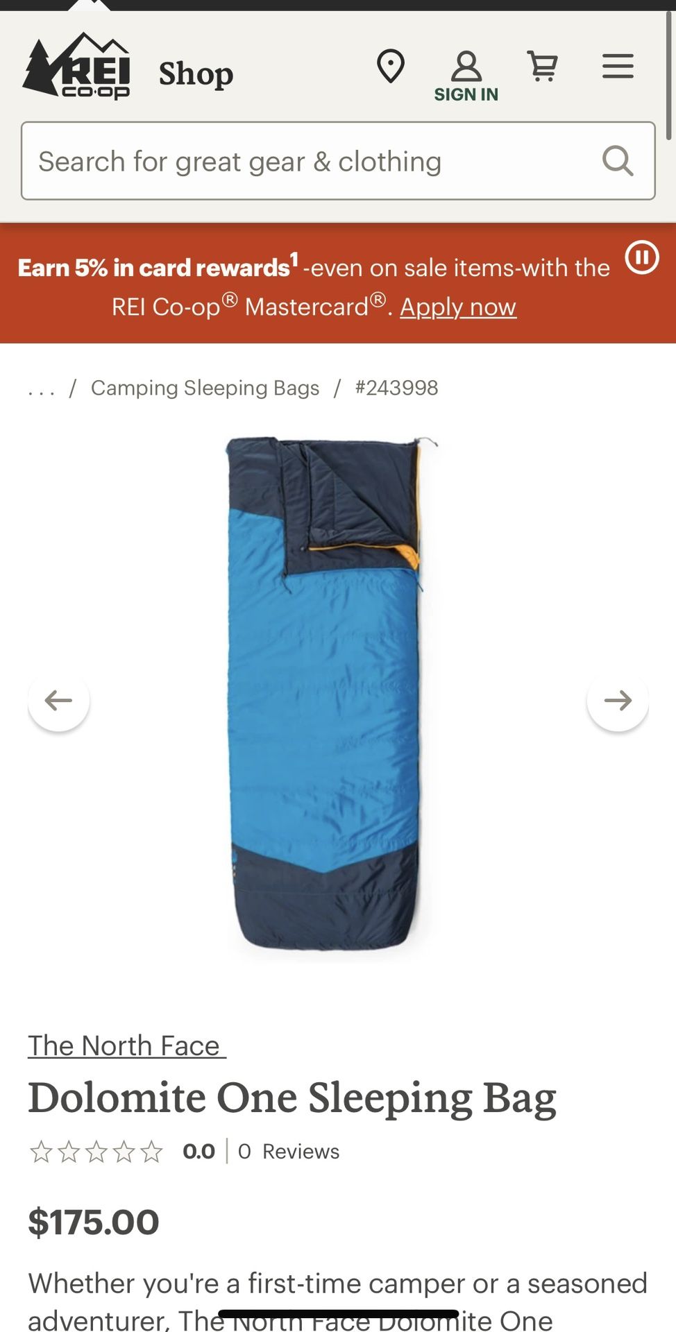 North Face Sleeping Bag