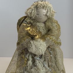Vintage T.L. Toys Angel Figurine Gold Lace Handmade Style Christmas Decor 