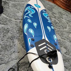 Surfboard, 6FT Stand Up Paddle Board with Removable Fins & Safety Leash, Lightweight Non-Slip Paddle Board for Teenagers, Adult, Beginners
