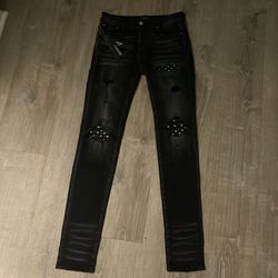 Black Amiri skinny jeans with white bunny ears #AmiriJeans