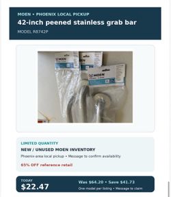 Moen 42-Inch Peened Stainless Grab Bar