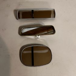 Three Vintage Interior Car Mirrors.  1 Visor Mirror, & 2 Different Style Rearview Mirrors