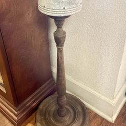 Antique Marble & Wood Cigar/Plant Stand/Home Decor/RARE