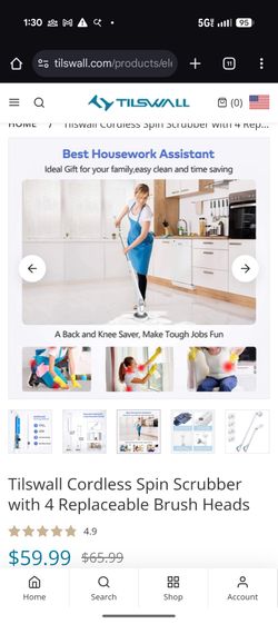 New - Electric Spin Scrubber with 4 Replaceable Brush Heads