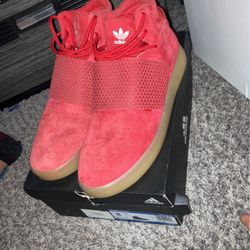 Adidas Red  suede high top tubular