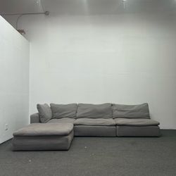 4 Piece Grey Cloud Couch | Oversized Deep Seat Sectional Sofa | RH Style | Delivery Available