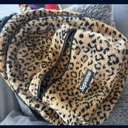 Authentic Supreme Leopard Fleece Backpack
