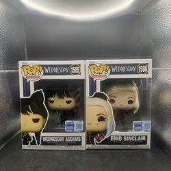 Funko Pop! Wednesday Addams 1585 + Enid Sinclair 1586 Official NYCC 2024 Sticker