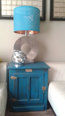 Teal blue side table