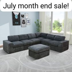 Dark Gray Corduroy Modular Living Room Sectional Sofa  - Limited Time 
