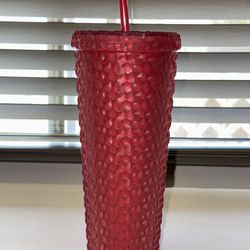 Holiday Time 26 oz Red Matte Plastic Tumbler