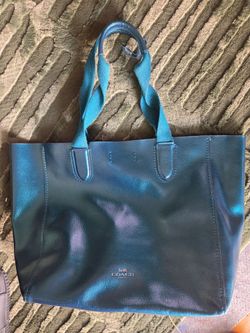 Coach Leather Tote Bag Teal Blue