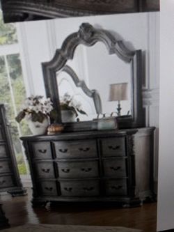 Dresser and mirror, New grey color