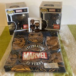 Funko Marvel Collector Corps Captain America + Iron Man Pop! Enamel Pin + Shirt
