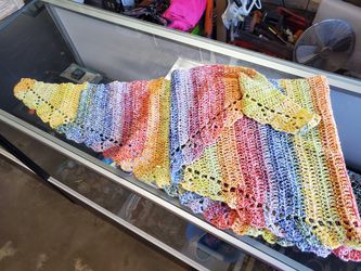 Handmade, knitted shawl