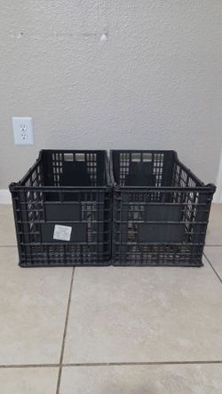 Black Plastic Storage Crates – Set of 2