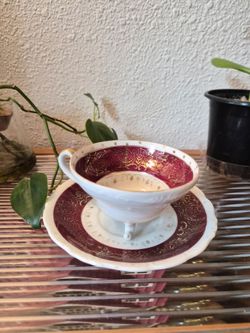 Worn Bavaria style Teacup + Saucer set