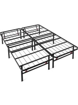 QUEEN MATTRESS + FRAME Black Metal Foldable Bed Frame and Mattress