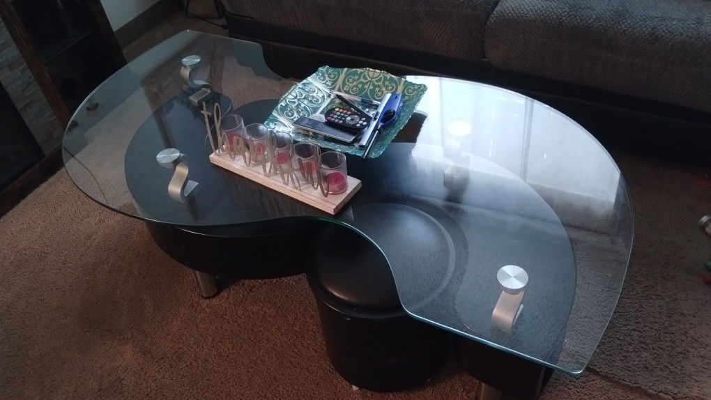 "S" Shaped Glass top Coffee Table