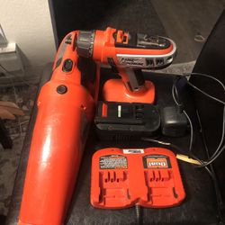 Black & Decker FS1800D Fire Storm Cordless Drill Charger ,Batterie & Vaccum 