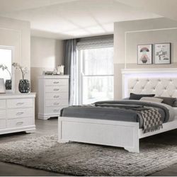 brand new in box! Queen size 7 pieces( Bedframe/Chest/Nightstand/Dresser/ Box Spring/Mattress 13”Mirror:Delivery Available