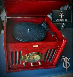 Leetac Vintage-Style 3-in-1 Wooden Turntable / Stereo System