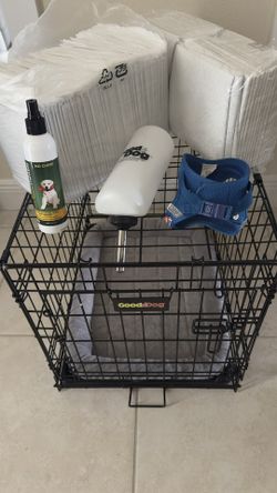 Puppy Stater Kit (cage, Mat, Bed, Stake, water dispenser, harness, no chew spray)