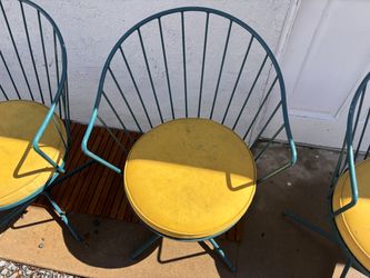 Set of 4 Vintage Mid-Century Modern (MCM) Retro Swivel Patio Chairs Deep Teal MCM Atomic