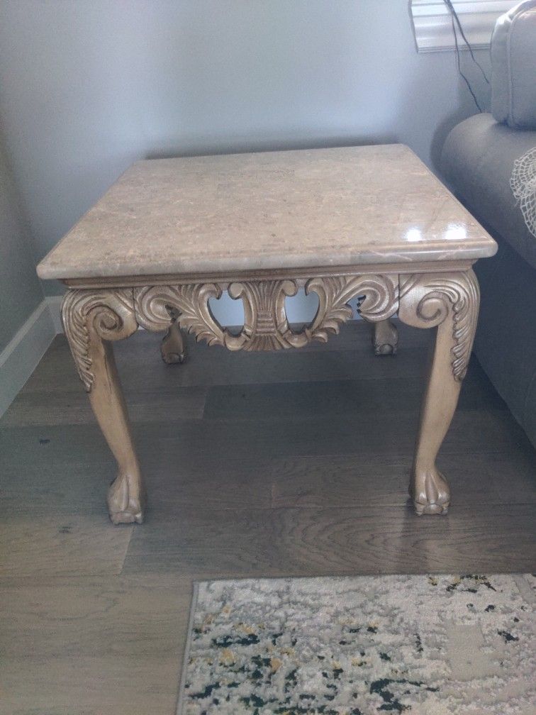 End Table (Wood & Marble)