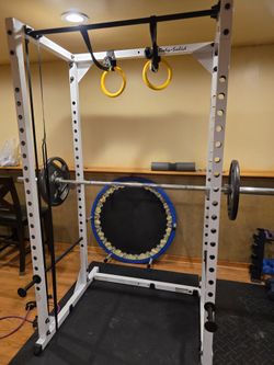Home Gym Power Rack Squat With 345lb Weights,45lb Bar, And Mats