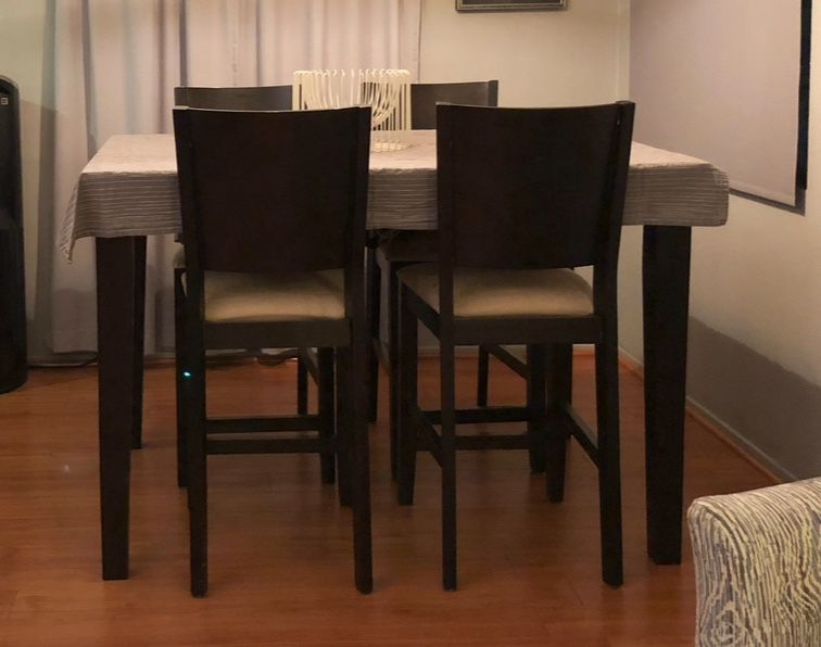 **FREE** Bar Height Dining Table W/4 Chairs (Table Extendable)