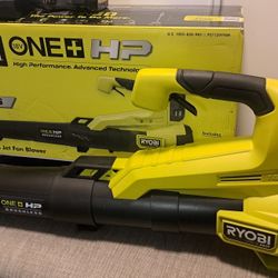 RYOBIONE+ HP 18V Brushless 110 MPH 350 CFM Cordless Variable-Speed Jet Fan Leaf Blower w/ 4.0 Ah Battery and Charger