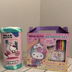 Hello kitty (2 Item Bundle) Hello Kitty Activity Set, Hello Kitty Super Soft Blanket Throw 