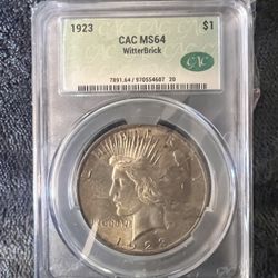 1923 Peace Dollar CAC MS64 (Witterbrick) 1st release