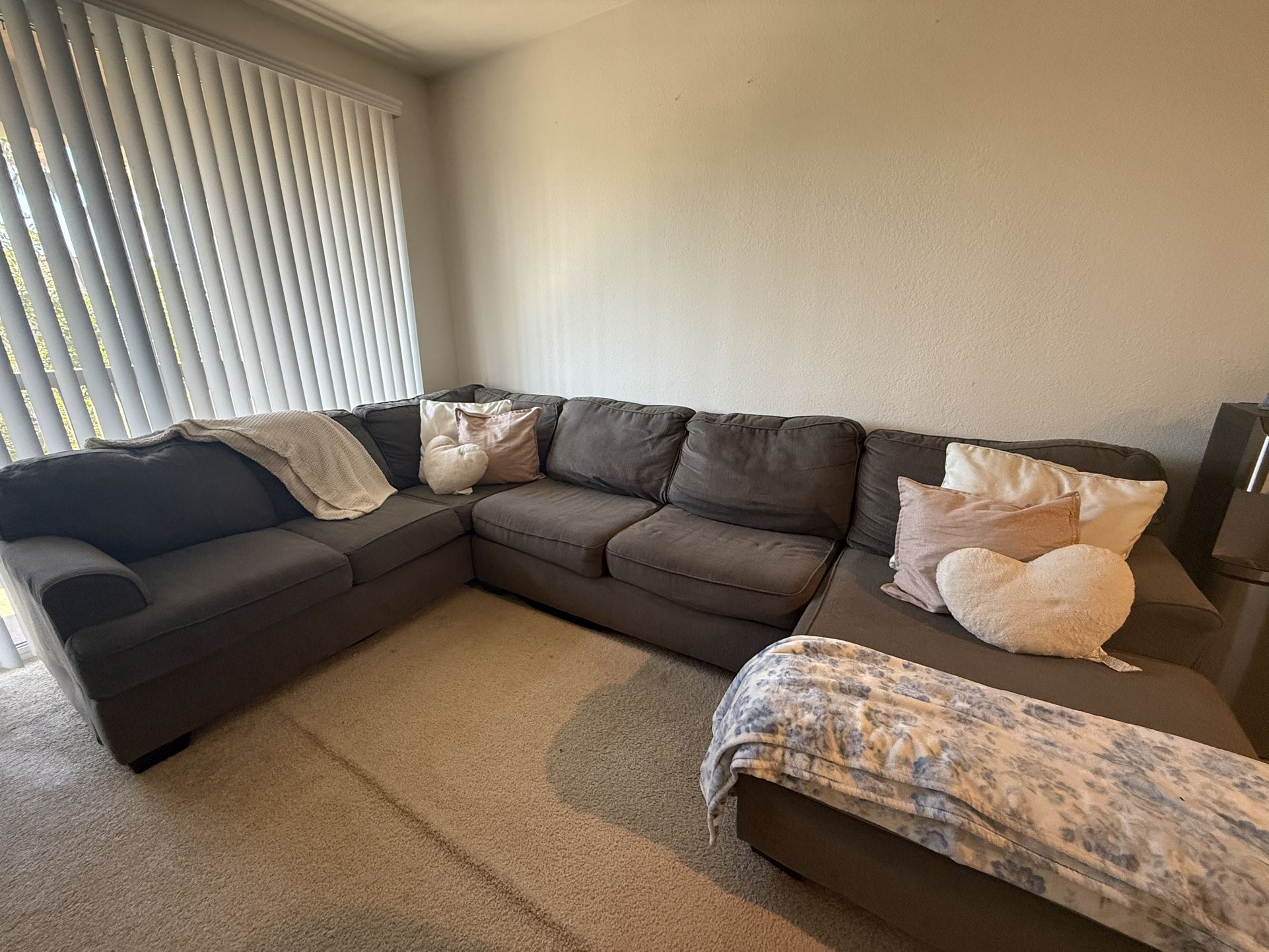 Large Dark Gray Sectional Couch