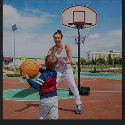 Segawe Portable Height Adjustable Basketball Hoop System Basketball Stand in Black Height 5.4ft, 7ft Indoor Outdoor with Wheels