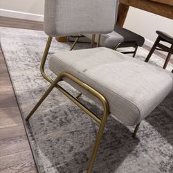 West Elm Fabric Chairs With Bronze Hardware 
