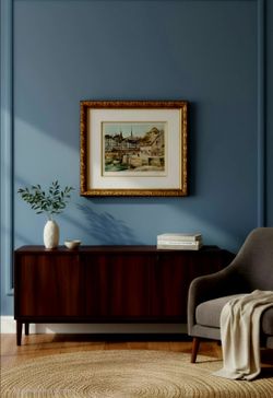 Limited edition lithograph titled "Honfleur" by  artist Pierre Eugene Cambier 32.5"×29"