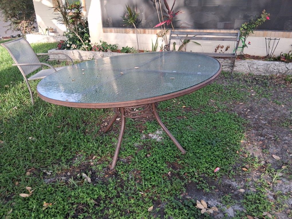Outdoor Glass Top Table