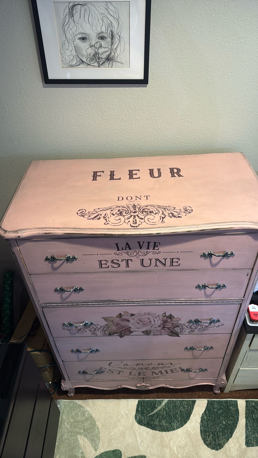 Pink 5 Drawer dresser